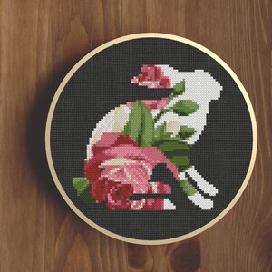Cross Stitch Pattern Rose Rabbit Instant Download PDF Counted Chart