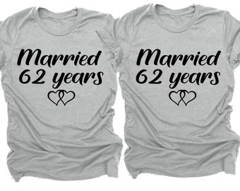 Wedding Anniversary Shirts - Married for 62 Years Couples Anniversary T-Shirt 62nd Wedding Anniversary Gift for Parents Couple Friends