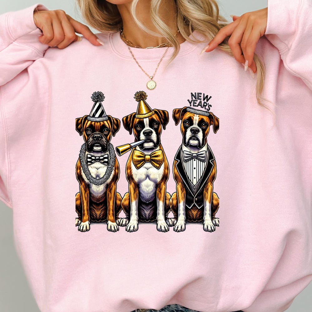 Boxer Dog New Years Sweatshirt, Cheers To The New Year Boxer Long Sleeve Shirt, Dog Mom Shirt For New Years Eve, Boxer Shirts For New Years Moderndaydecors