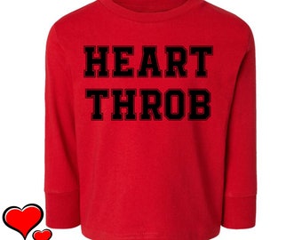 Heart Throb Boys Valentine's Day Longsleeve Red Shirt - HeartThrob T-Shirt Kids Toddler Youth Red Shirt for Valentine's Day