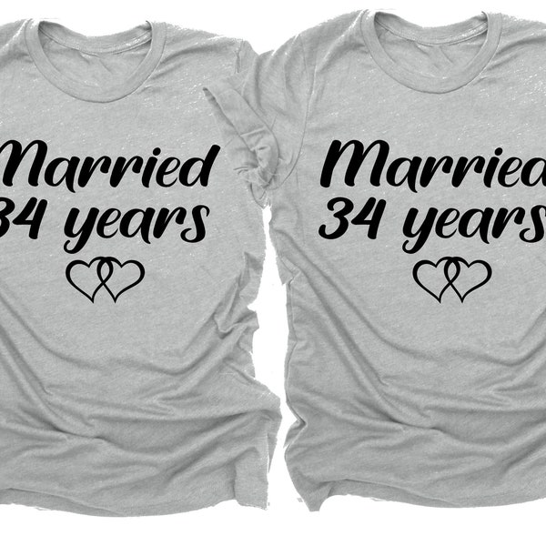 Wedding Anniversary Shirts - Married for 34 Years Couples Anniversary T-Shirt 34th Wedding Anniversary Gift for Parents Couple Friends