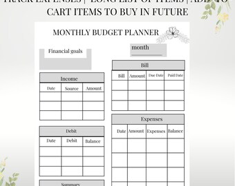 MONTHLY BUDGET planner and BUSINESS planner, monthly budget, monthly budget, Business planning business, planner business planner template
