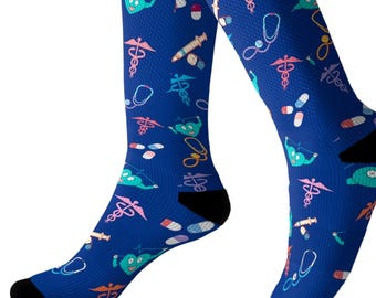 Medical Theme Socks: Novelty Doctor/Nurse Gift