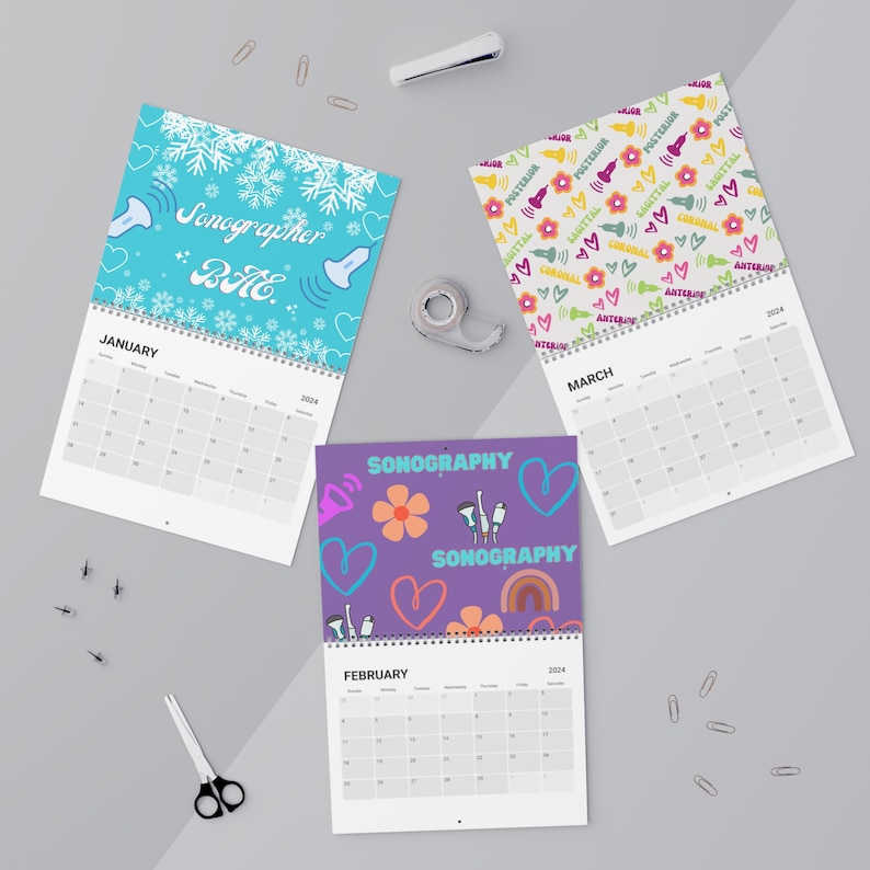 2024 Calendar, Sonographer's Calendar 2024, Ultrasound Tech Gift