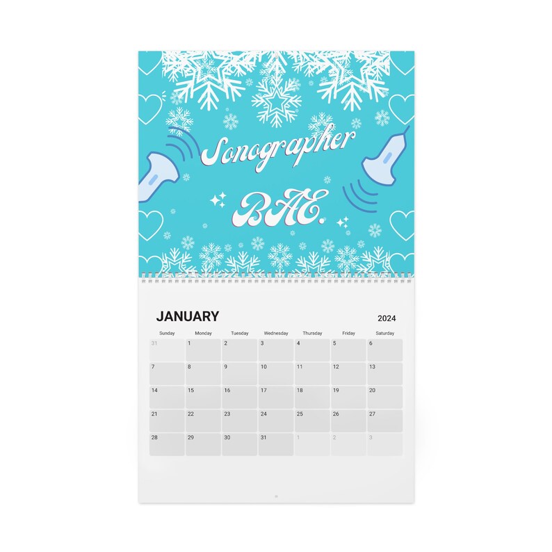 2024 Calendar, Sonographer's Calendar 2024, Ultrasound Tech Gift