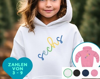 Geburtstagspullover Junge Mädchen Zahl - Endlich 4,5,6,7,8,9 Jahre Hoodie - Hoodie Geburtstag Mädchen Junge