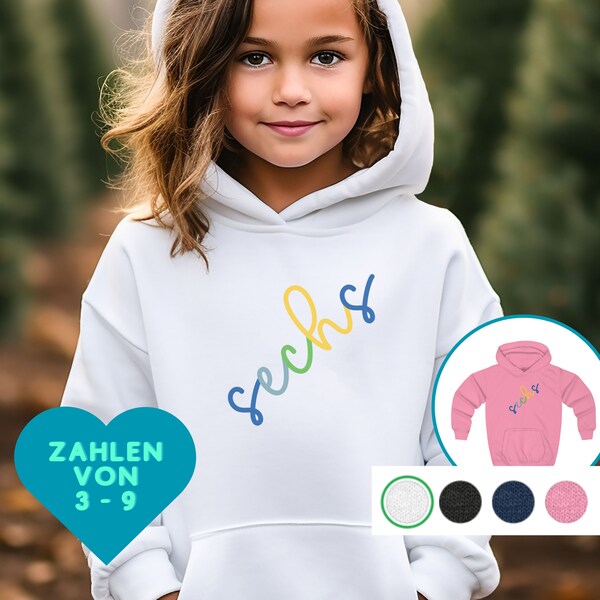 Geburtstagspullover Junge Mädchen Zahl - Endlich 4,5,6,7,8,9 Jahre Hoodie - Hoodie Geburtstag Mädchen Junge