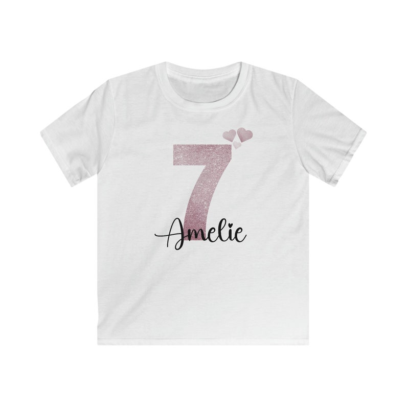 Geburtstagsshirt Mädchen Glitzer mit Name personalisiert Endlich 4,5,6,7,8,9 Jahre T-Shirt Geschenk Mädchen T-Shirt Geburtstag Mädchen Weiß