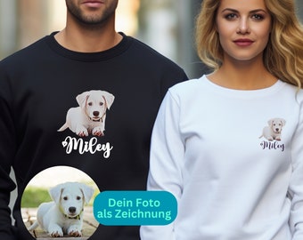 Personalisiertes Haustier-Sweatshirt – Sweater mit Haustierfoto und Name Hund oder Katze – Haustier-Gesicht-Pulli – Geschenk Hundeliebhaber