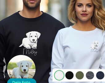 Personalisiertes Haustier-Sweatshirt Skizzendesign – Sweater mit Haustierfoto Hund – Haustier-Gesicht-Pulli – Geschenk Hundeliebhaber