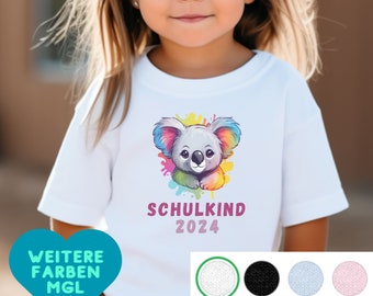 T-Shirt Schulkind Mädchen Koala - Einschulung Geschenk - Schulkind 2024 T-Shirt - Koala T-Shirt - Geschenk Schulanfang, Füllung Schultüte