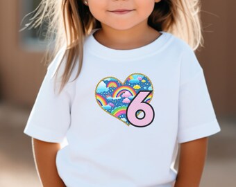 Geburtstagsshirt Regenbogen Mädchen Zahl - Endlich 4,5,6,7,8,9 Jahre T-Shirt -Geschenk Mädchen - T-Shirt Geburtstag Mädchen Regenbogen