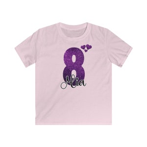 Birthday shirt girl glitter with name personalized Finally 4,5,6,7,8,9 years T-shirt Gift girl T-shirt birthday girl Rosa