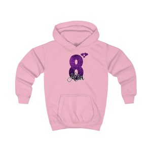 Geburtstagspullover Mädchen Zahl mit Namen personalisiert Endlich 4,5,6,7,8,9 Jahre Pullover Geburtstagshoodie weiß Pullover Geburtstag Rosa