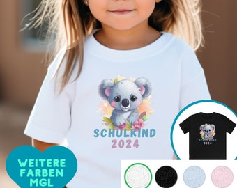 T-Shirt Schulkind Mädchen Koala - Einschulung Geschenk - Schulkind 2024 T-Shirt - Koala T-Shirt - Geschenk Schulanfang, Füllung Schultüte