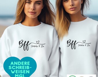 Beste Freundin Sweatshirt mit Namen personalisiert – BFF Pullover - Besties Sweatshirt – Geschenk für Beste Freundin zu Weihnachten