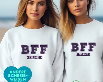 Beste Freundin Pulli mit Namen personalisiert – BFF Pullover - Besties Sweatshirt – Geschenk für Beste Freundin zu Weihnachten