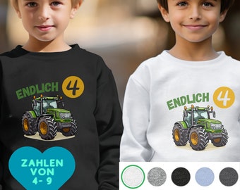 Geburtstagspullover Junge Traktor - Endlich 3,4,5,6,7,8,9 Jahre Pullover - Geschenk Junge 5 - Pulli Geburtstag Junge – Traktor Geschenk