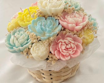 Bouquet of scented soy wax candles / flower box / birthday/ anniversary / flower candles