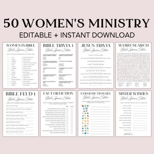 Editable Womens Ministry Games Bundle, Women Ministry Bingo, Bible Games for Adults, Bible Study, Womens Retreat Games, Canva Template