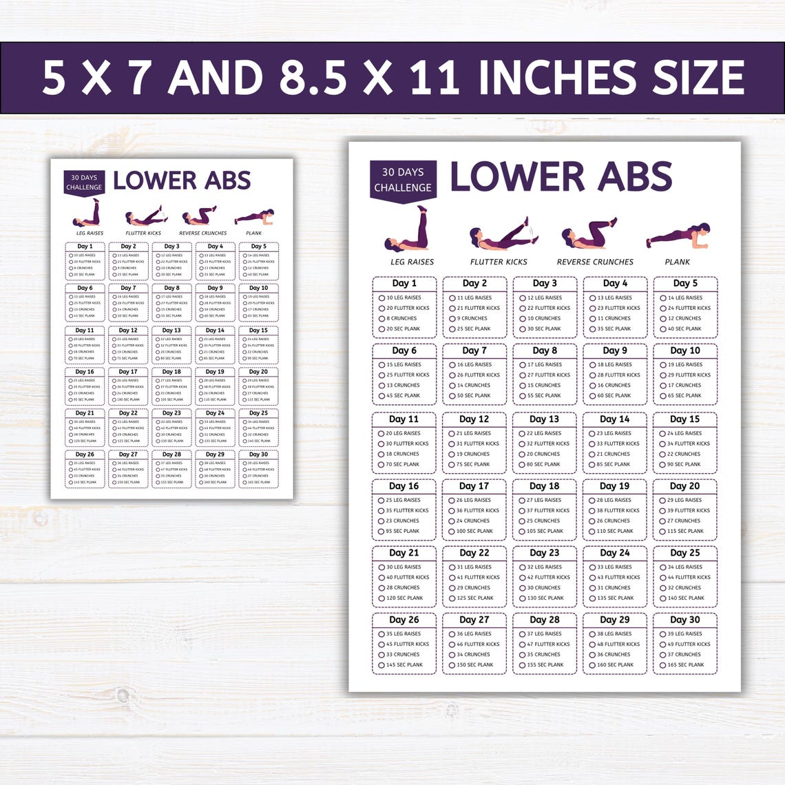 30 Workout Challenge Bundle: 30 Day Fitness Planner, Workout Tracker ...