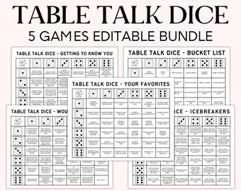 Table Talk Dice, DiceBreaker Game, Games for Kid, Teacher Resource, Roll and Tell Game, Getting To Know You, Icebreaker Questions