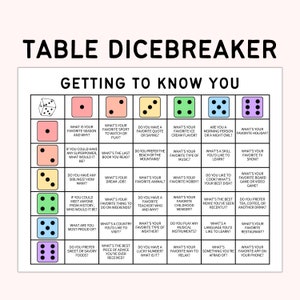 DiceBreaker-Spiel, Spiele für Kind, Lehrer-Ressource, Roll-and-Tell-Spiel, Kennenlernen, Icebreaker-Fragen, Zurück zur Schule