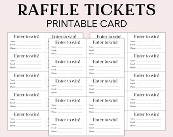 Raffle Ticket Form, Printable Enter to Win Ticket, Drawing Slips