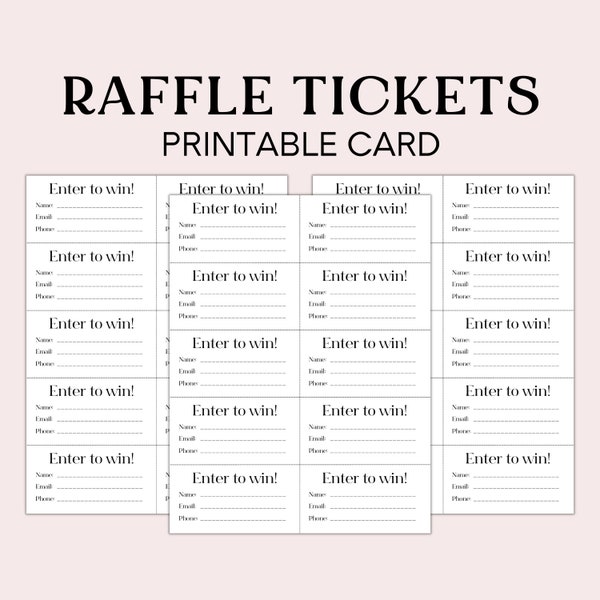 Raffle Ticket Form, Printable Enter to Win Ticket, Drawing Slips