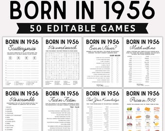 Bundel met 70e verjaardag feestspellen, geboren in 1956, 1956 verjaardagsspellen, 70e verjaardag spellen, feestspellen voor volwassenen,