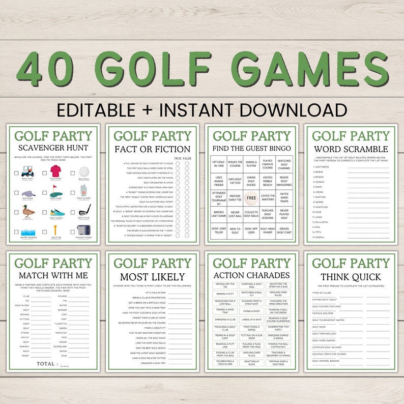 Editable Golf Games, Golf Bundle, Golf Watch Party Games, Golf Birthday ...