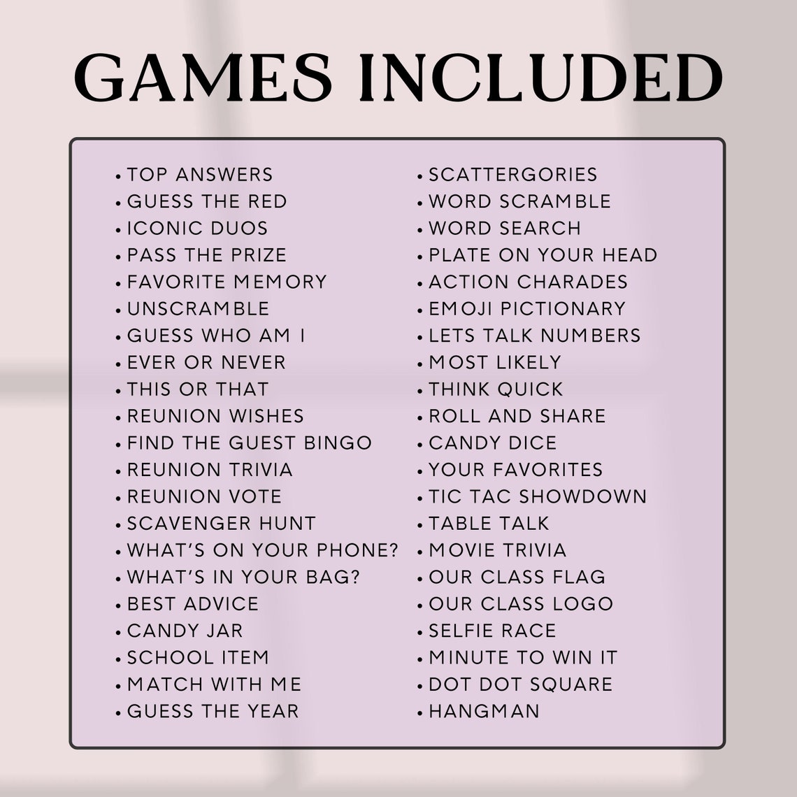 Class Reunion Game Bundle, Class Reunion Games, Canva Template, Class