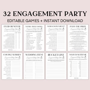 Engagement Party Games Bundle, Editable Engagement Games, Proposal Party, Couples Party Games, Fiance Games Printable, Canva Template, EP1