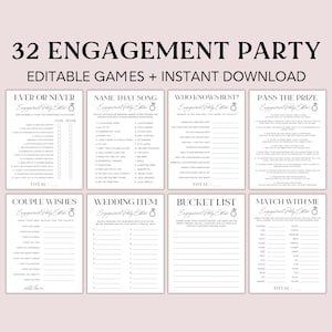 Engagement Party Games Bundle, Editable Engagement Games, Proposal Party, Couples Party Games, Fiance Games Printable, Canva Template, EP1