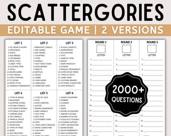Scattergories-spel, Scattergories-scorebladen, spel voor senioren, familiespelavond, familiebijeenkomst, kantoorfeestspel, groepsspel
