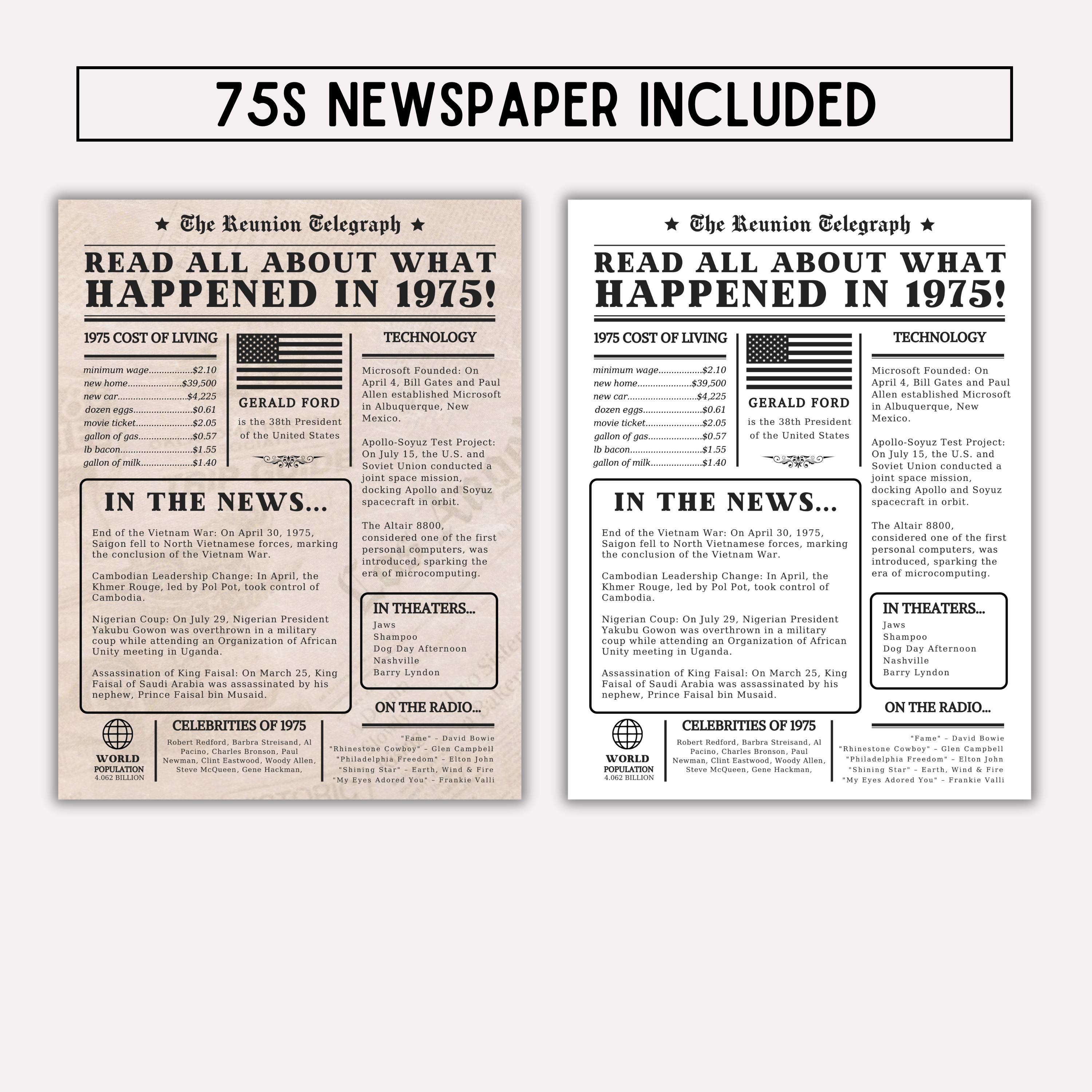 Class of 1975 Bundle, 50th Class Reunion Printable, Class Reunion Games ...