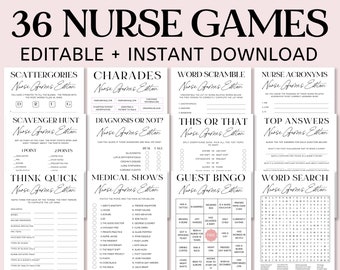 Editable Nurse Party Games Bundle, Nurse Week, Nurse Student, Nurse Retirement, Medical Games Party, Grad Party Games, Graduation