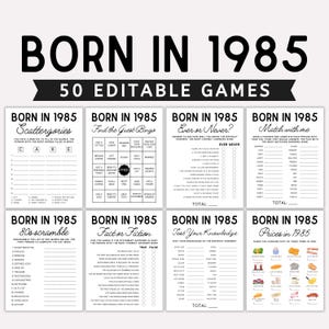 40th Birthday Party Games Bundle, Born in 1985, 1985 Birthday Games, 40th Birthday Games, Adult Party Games,
