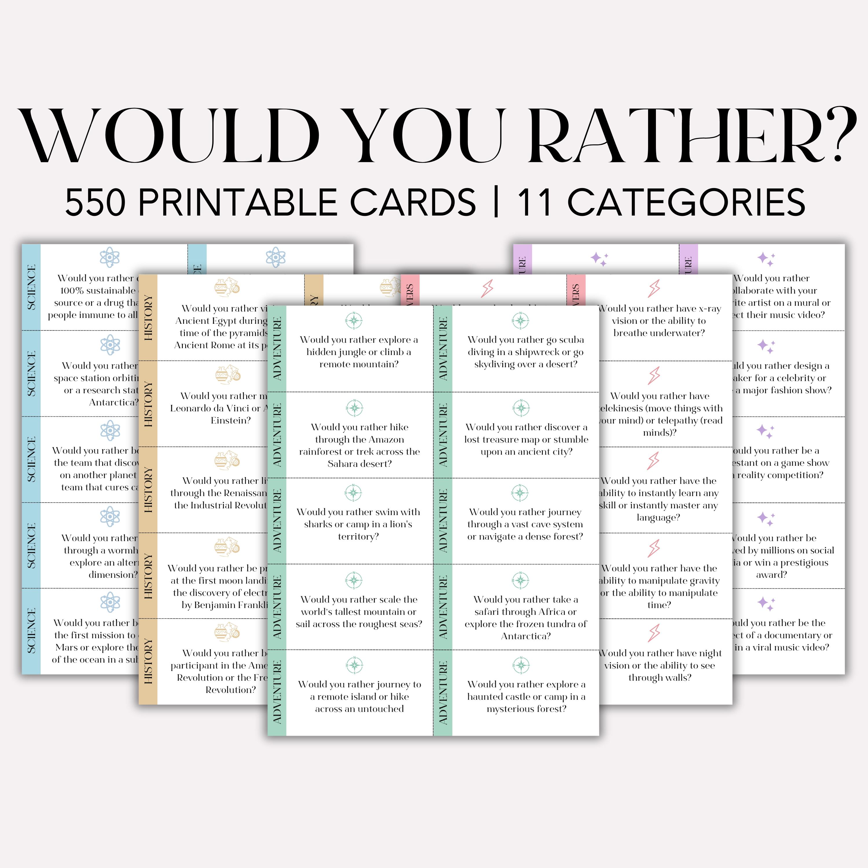 550 Would You Rather Questions Printable Conversation Starters 550 Would You Rather Questions Printable Conversation Starters