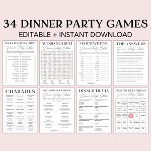 Printable Dinner Party Games: 34 Editable Games (Digital Download)