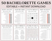 50 Bachelorette Games Bundle: Minimalist Bridal Party Games (Editable Canva)
