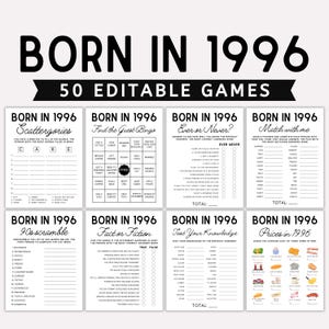 30歳の誕生日パーティーゲームバンドル、1996年生まれ、1996年の誕生日ゲーム、30歳の誕生日ゲーム、大人向けパーティーゲーム、