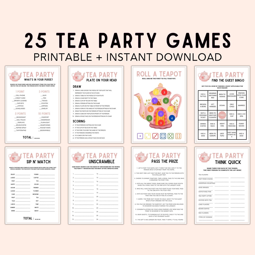 Tea Party Games Tea Party Activities Tea Party Bundle - Etsy