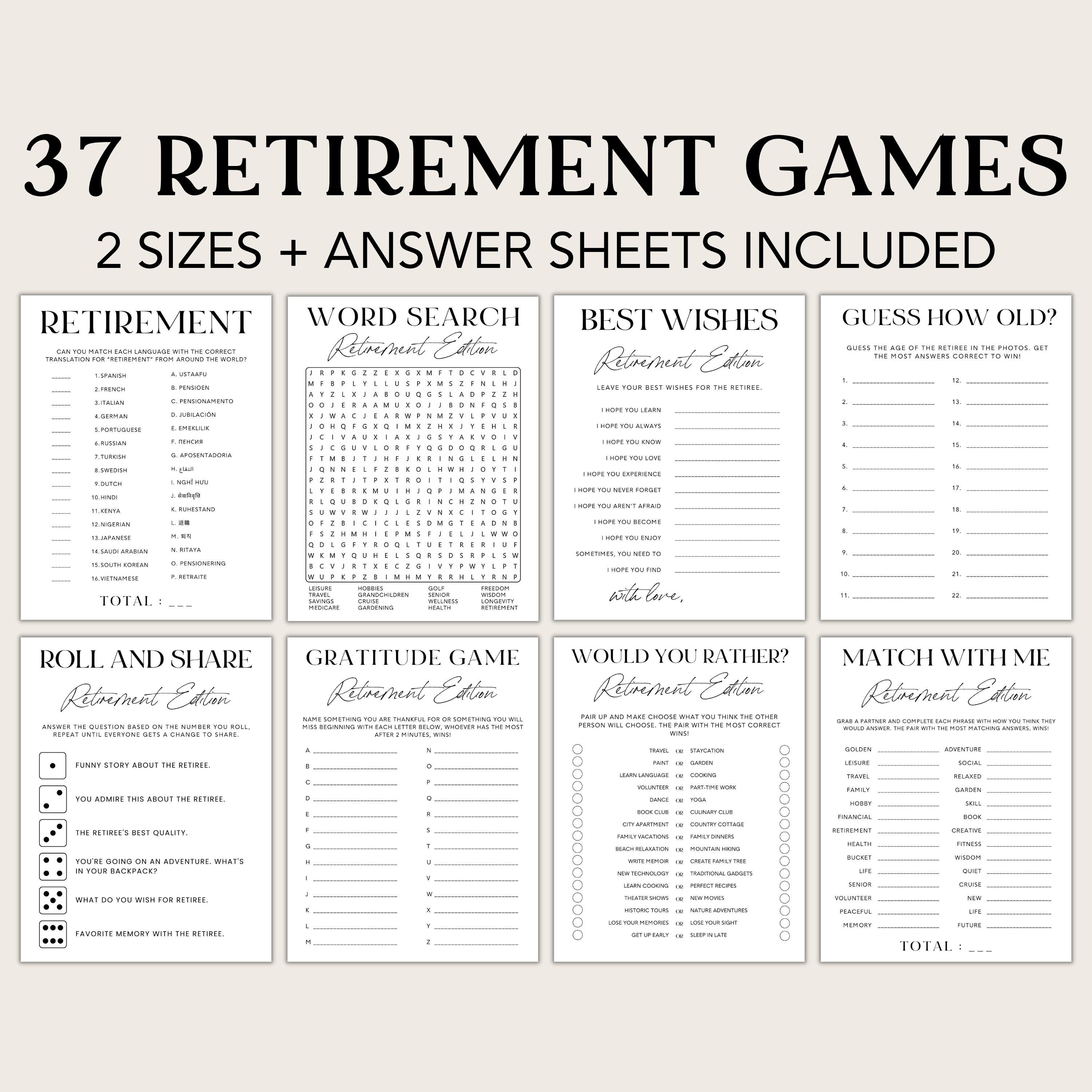 Retirement Party Games, Retirement Games Printable, Surprise Retirement ...