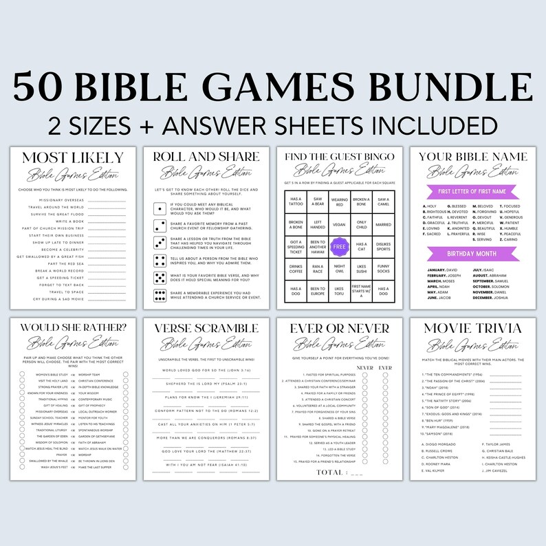 Editable Bible Games Bundle, Bible Trivia, Bible Games for Adults ...
