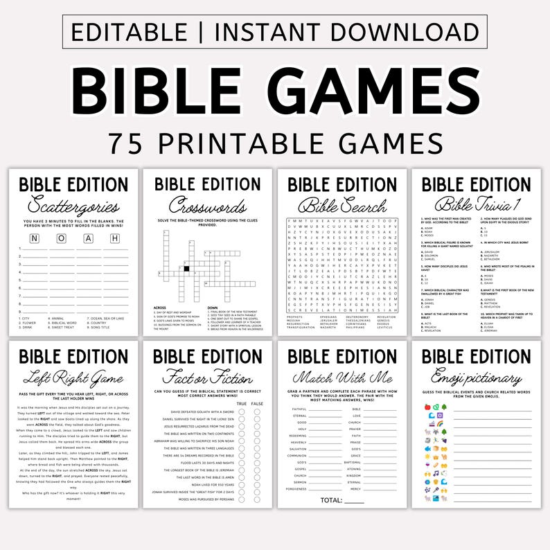 Editable Bible Games Bundle, Christian Youth Group, Church Game for ...