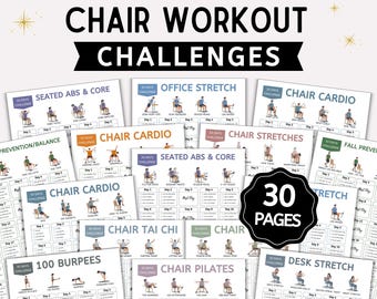 30-Tage-Fitness-Challenge für den Stuhl: Fitnessplaner, Trainingstracker, Stuhl-Yoga, Pilates, Tai Chi, Dehnübungen (PDF)