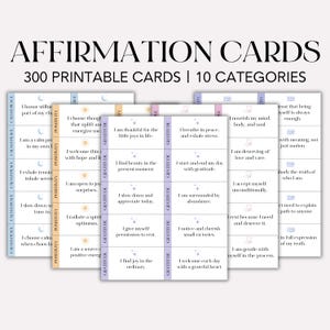 300 tarjetas de afirmación imprimibles, baraja de tarjetas de afirmación, tarjetas de afirmación positiva, tarjetas de afirmación digitales, tablero de visión