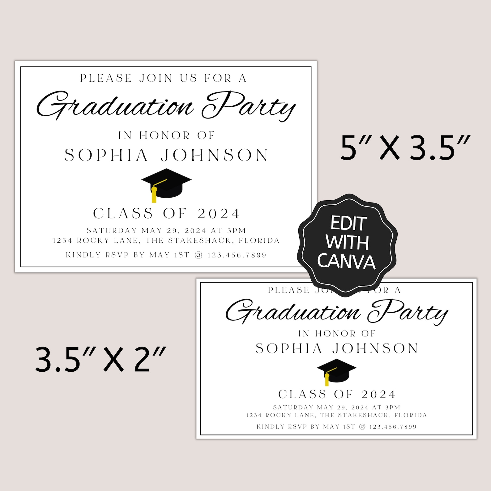 Graduation Party Details Card: Invitation Insert Template (digital ...