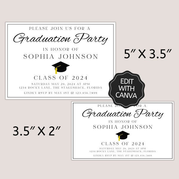 Graduation Party Details Card, Invitation Insert Template, Graduation Insert, Insert Card, Information Card, Class of 2024, Digital Download